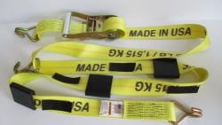 Double-J Ratchet Wheel strap 10 foot w Tread Grabs -Yellow