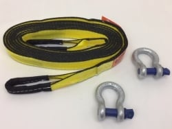 2 X 20' Double Ply Tow and Recovery Strap 12,500 lb capacity 5/8 screw  pin shackles